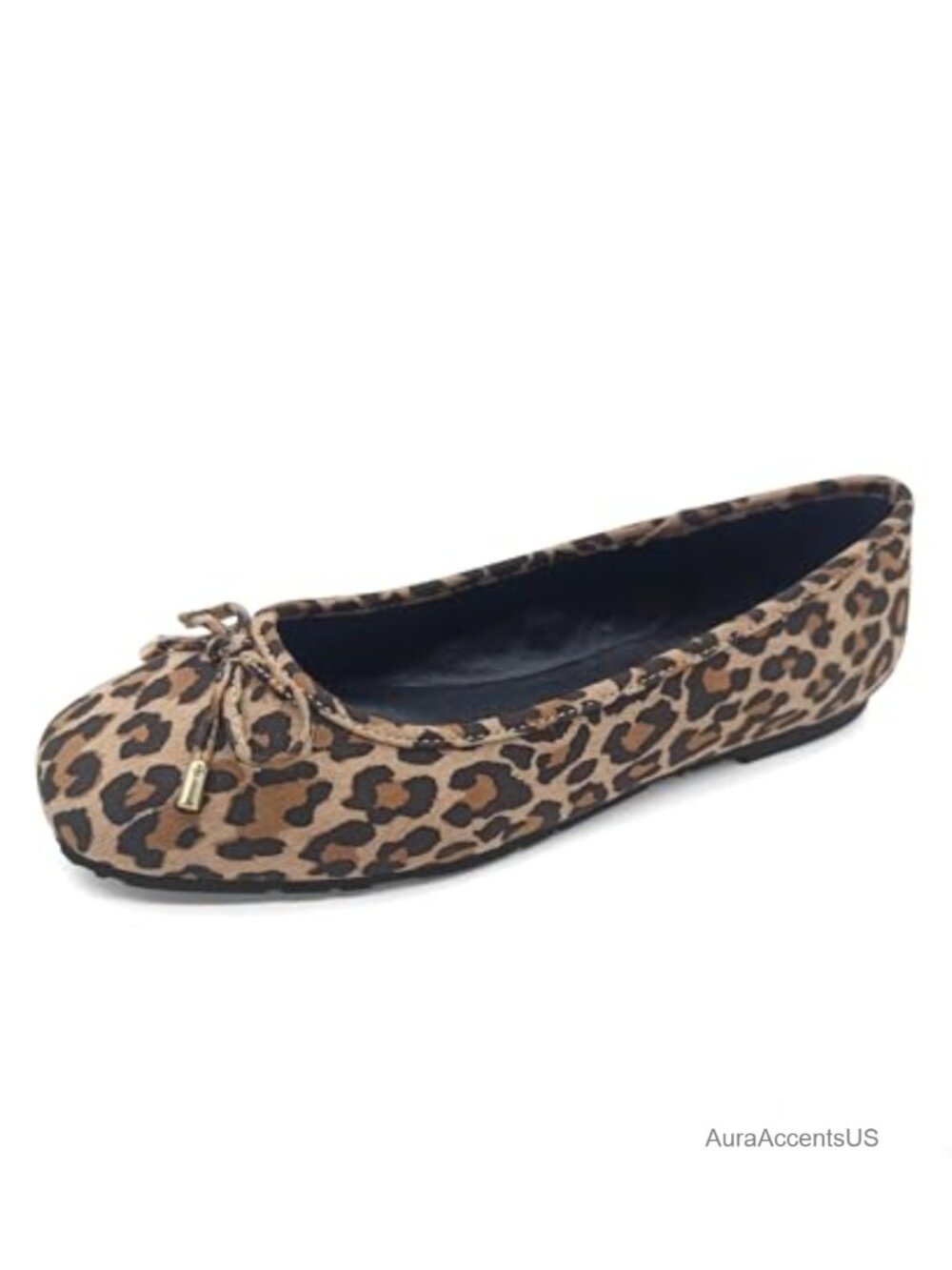 Slip On Flats with Memory Foam Insole & Bow Detail Faux Leather
